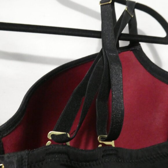 AG - ASHLEY GRAHAM | 40 DDD | Burgundy & Black Lace Detail Bra | Double Straps - Picture 14 of 16